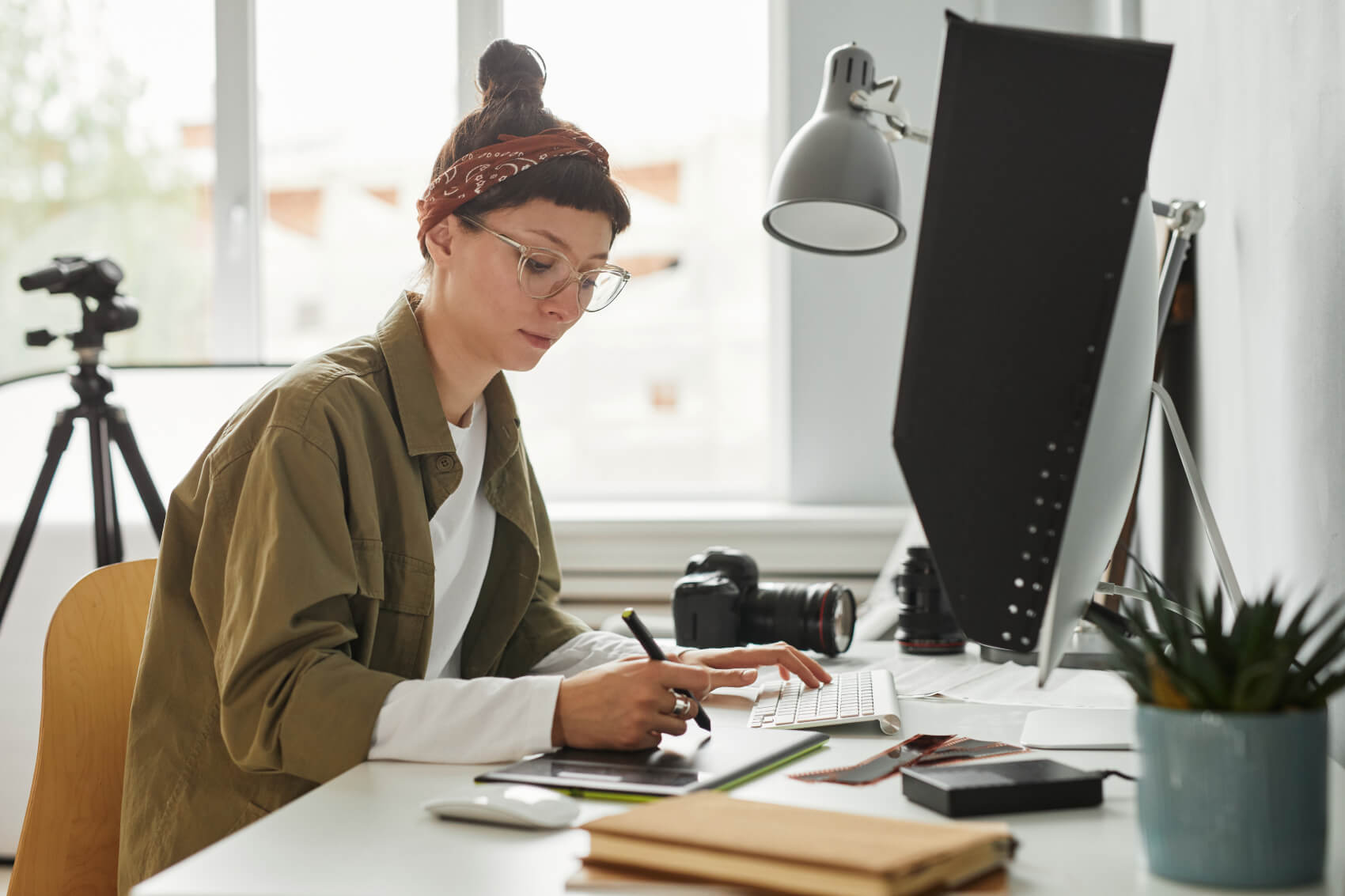 a person sitting at a desk