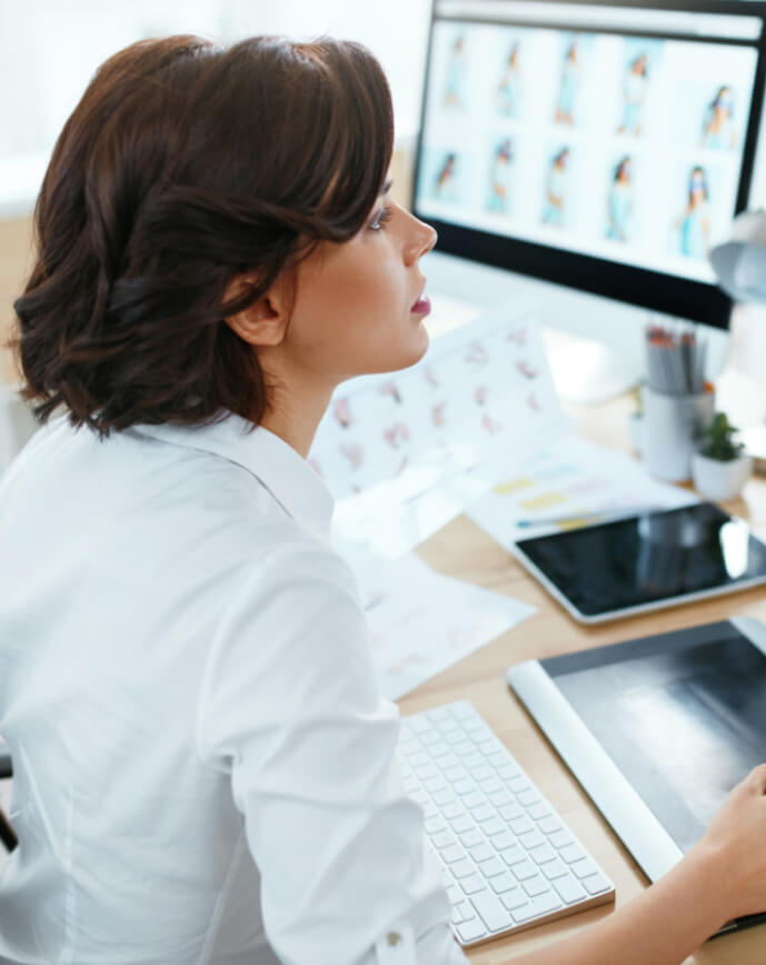 a woman working on a laptop